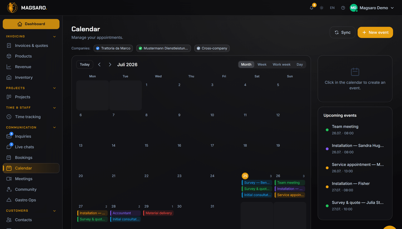 Cockpit · Calendar